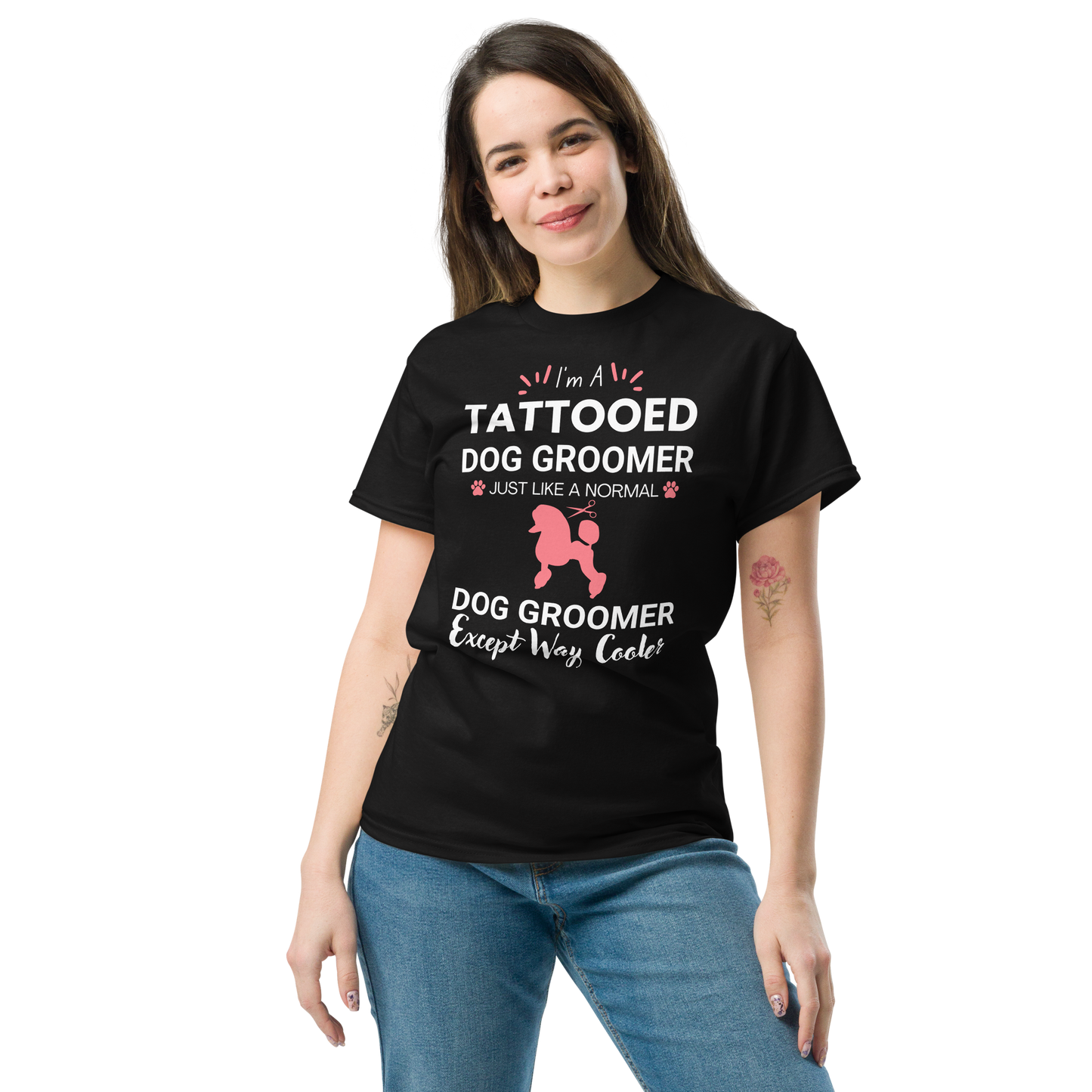 Tattooed Dog Groomer Funny T-Shirt