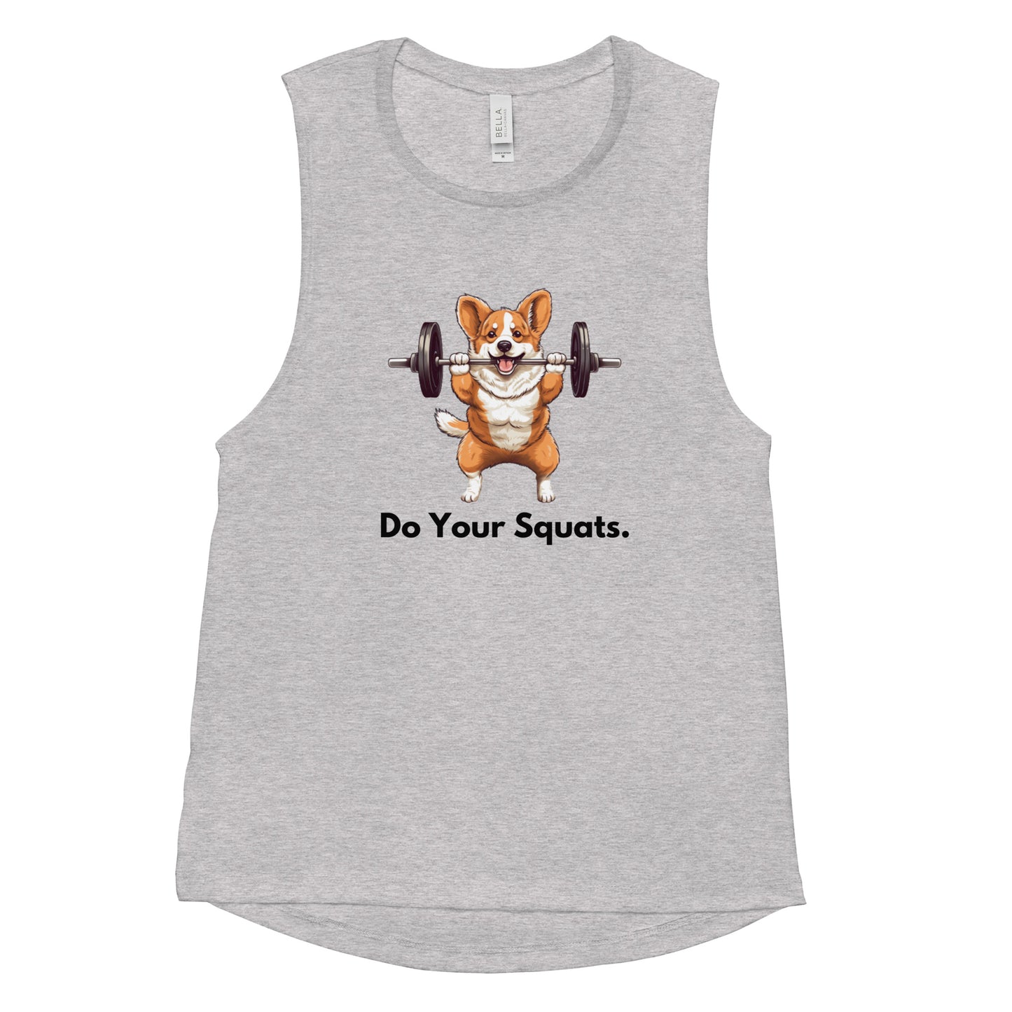 Womens' "Do Your Squats" Corgi Muscle Tank