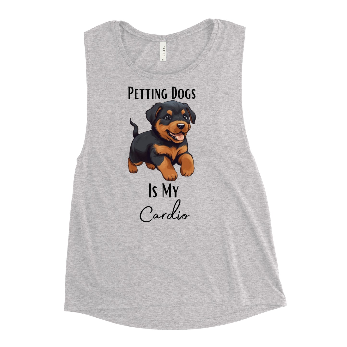 Ladies’ "Petting Dogs Is My Cardio" Rottweiler Muscle Tank