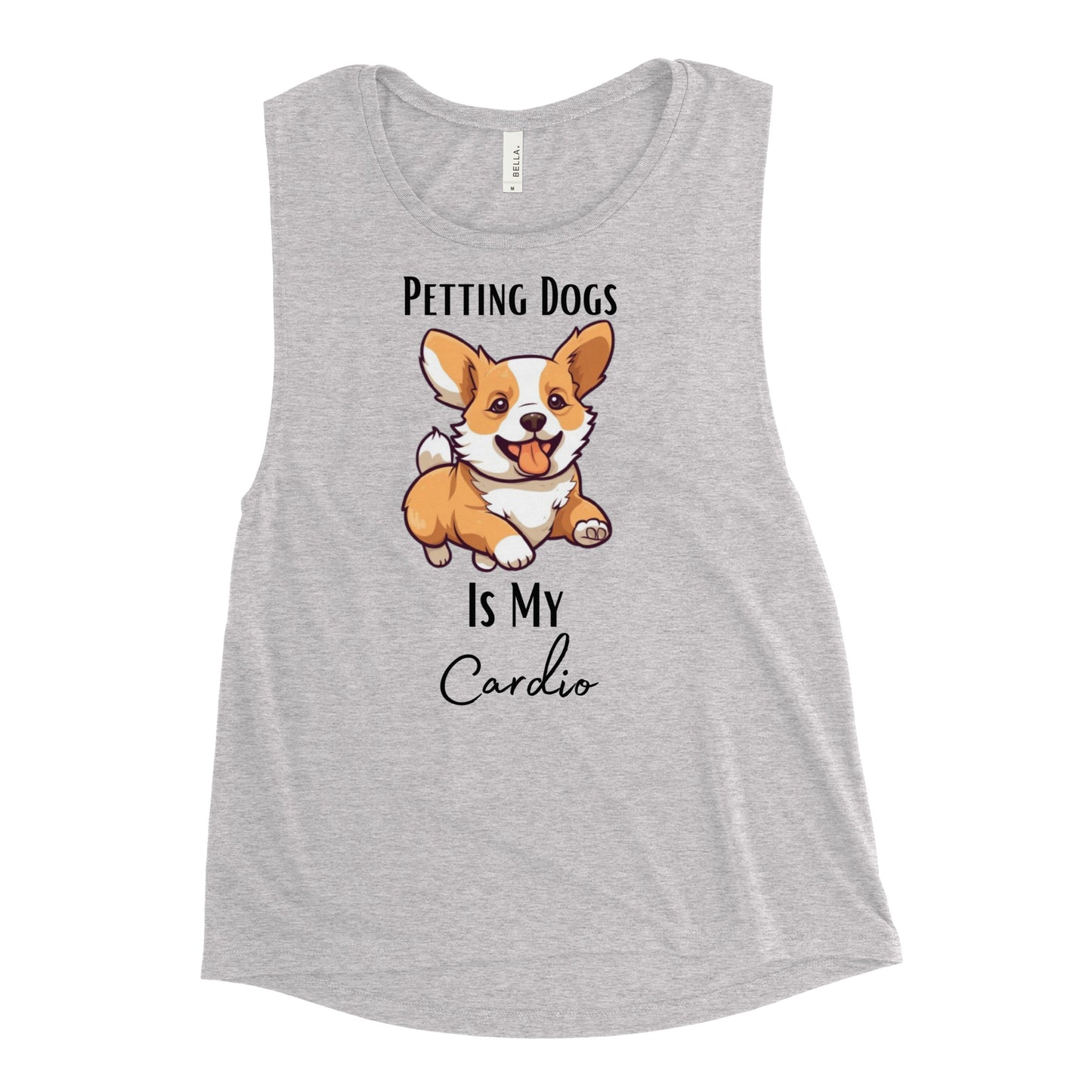 Ladies’ "Petting Dogs Is My Cardio" Corgi Muscle Tank