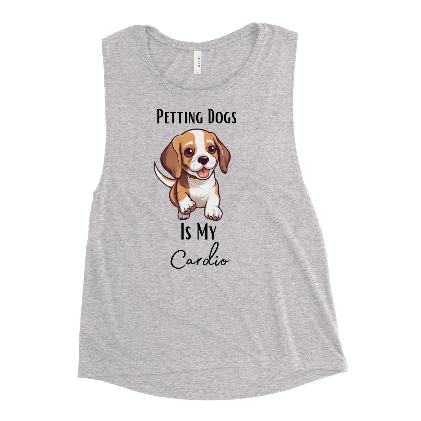 Ladies’ "Petting Dogs Is My Cardio" Beagle Muscle Tank