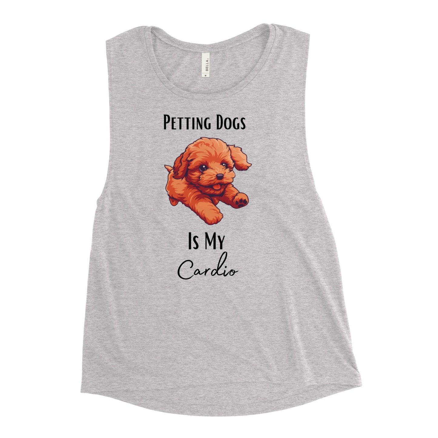 Ladies’ "Petting Dogs Is My Cardio" Cavapoo Muscle Tank