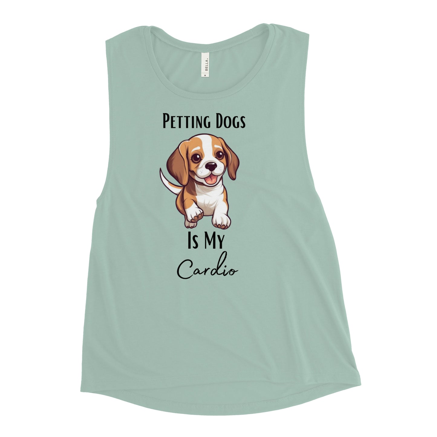 Ladies’ "Petting Dogs Is My Cardio" Beagle Muscle Tank