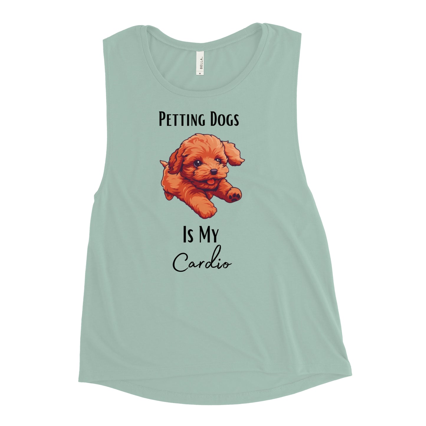 Ladies’ "Petting Dogs Is My Cardio" Cavapoo Muscle Tank