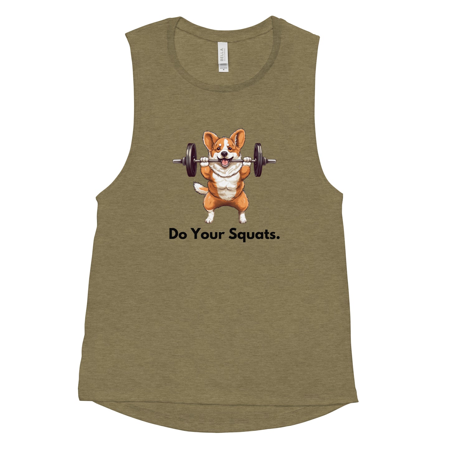 Womens' "Do Your Squats" Corgi Muscle Tank