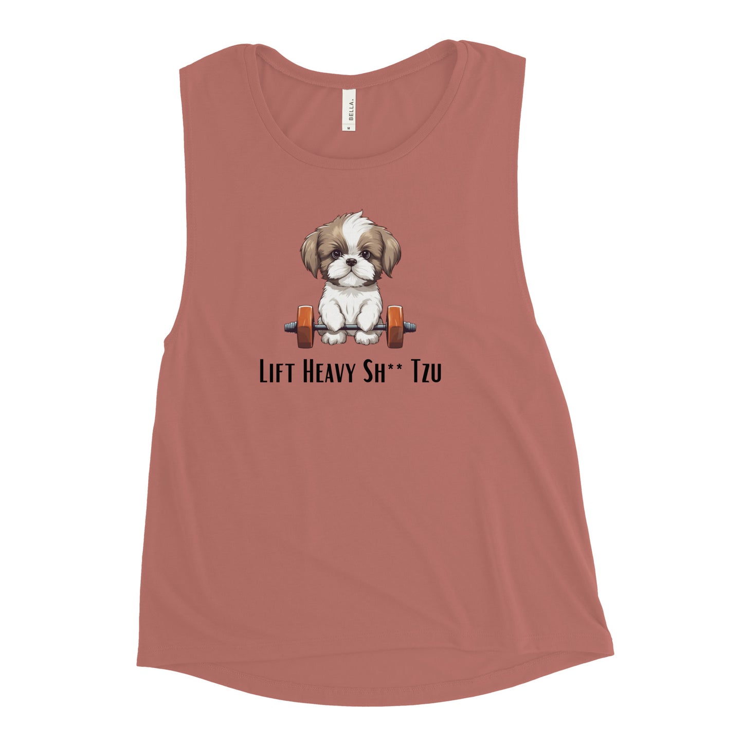 Ladies’ “Lift Heavy Sh** Tzu”Muscle Tank