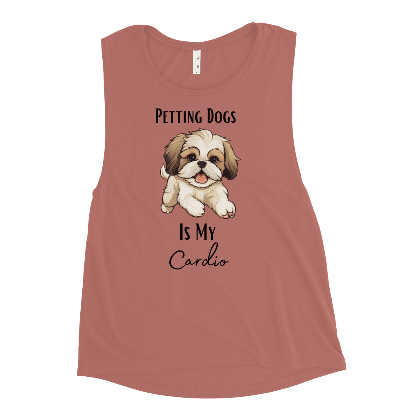 Ladies’ "Petting Dogs Is My Cardio" Shih Tzu Muscle Tank