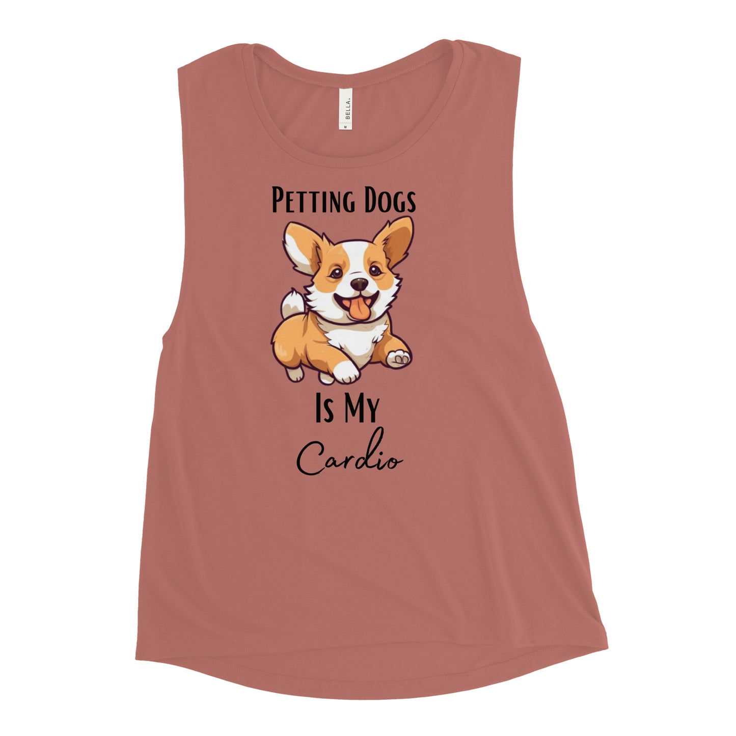 Ladies’ "Petting Dogs Is My Cardio" Corgi Muscle Tank