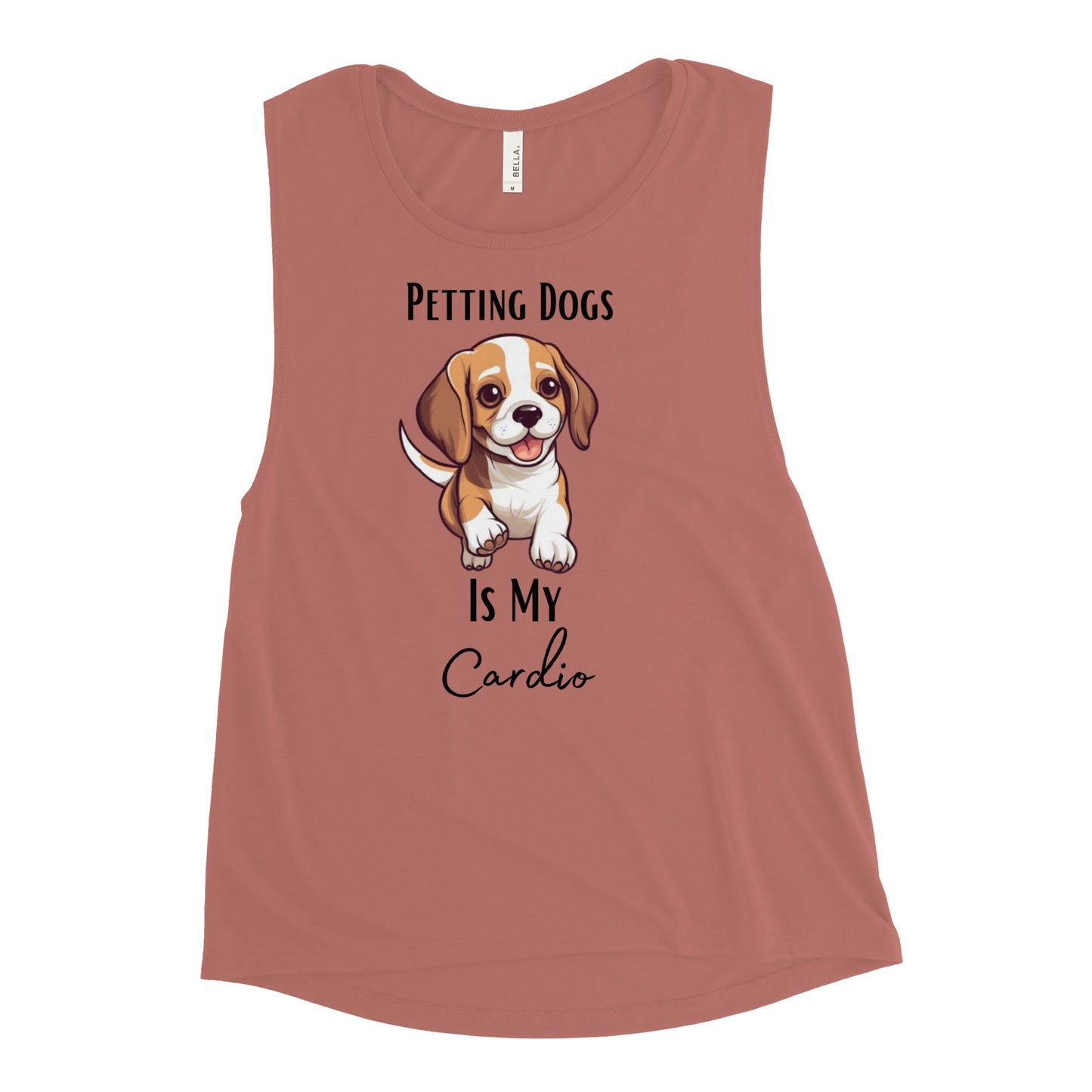 Ladies’ "Petting Dogs Is My Cardio" Beagle Muscle Tank