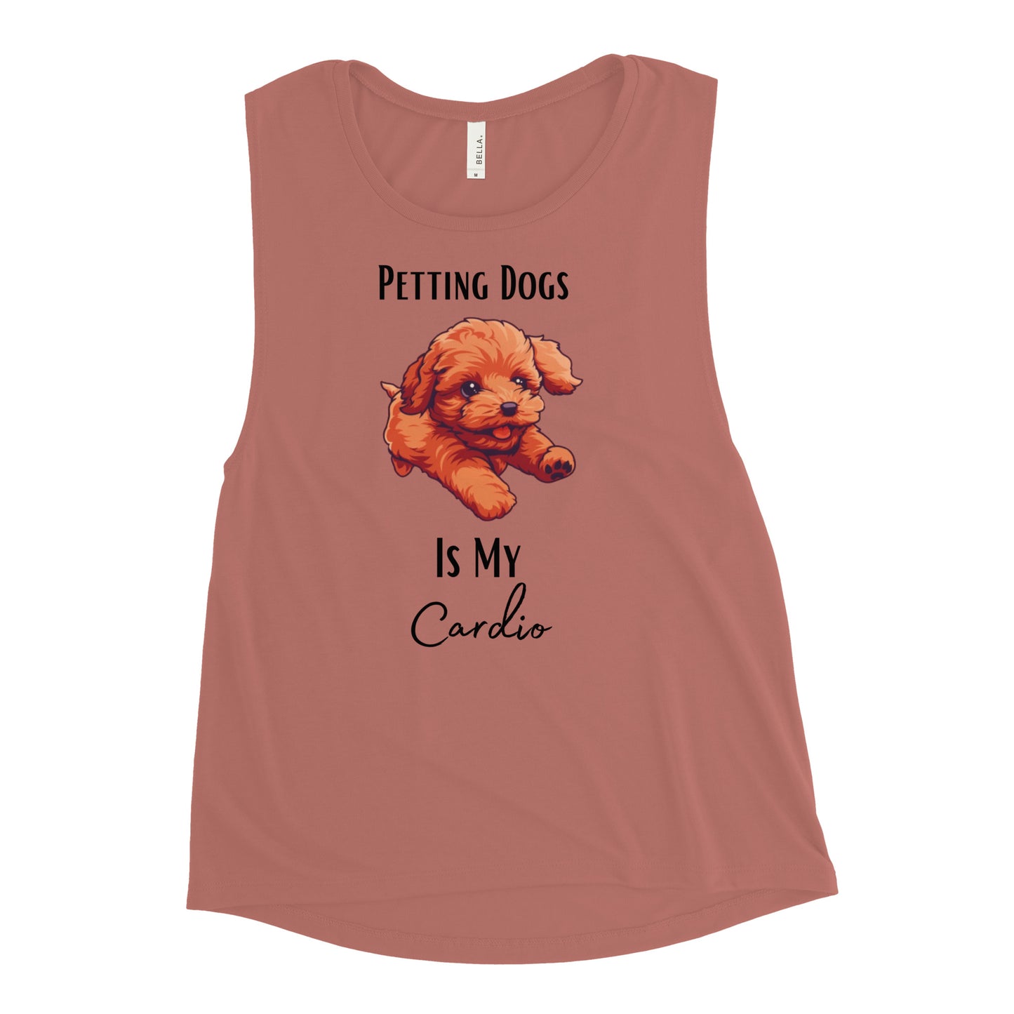 Ladies’ "Petting Dogs Is My Cardio" Cavapoo Muscle Tank