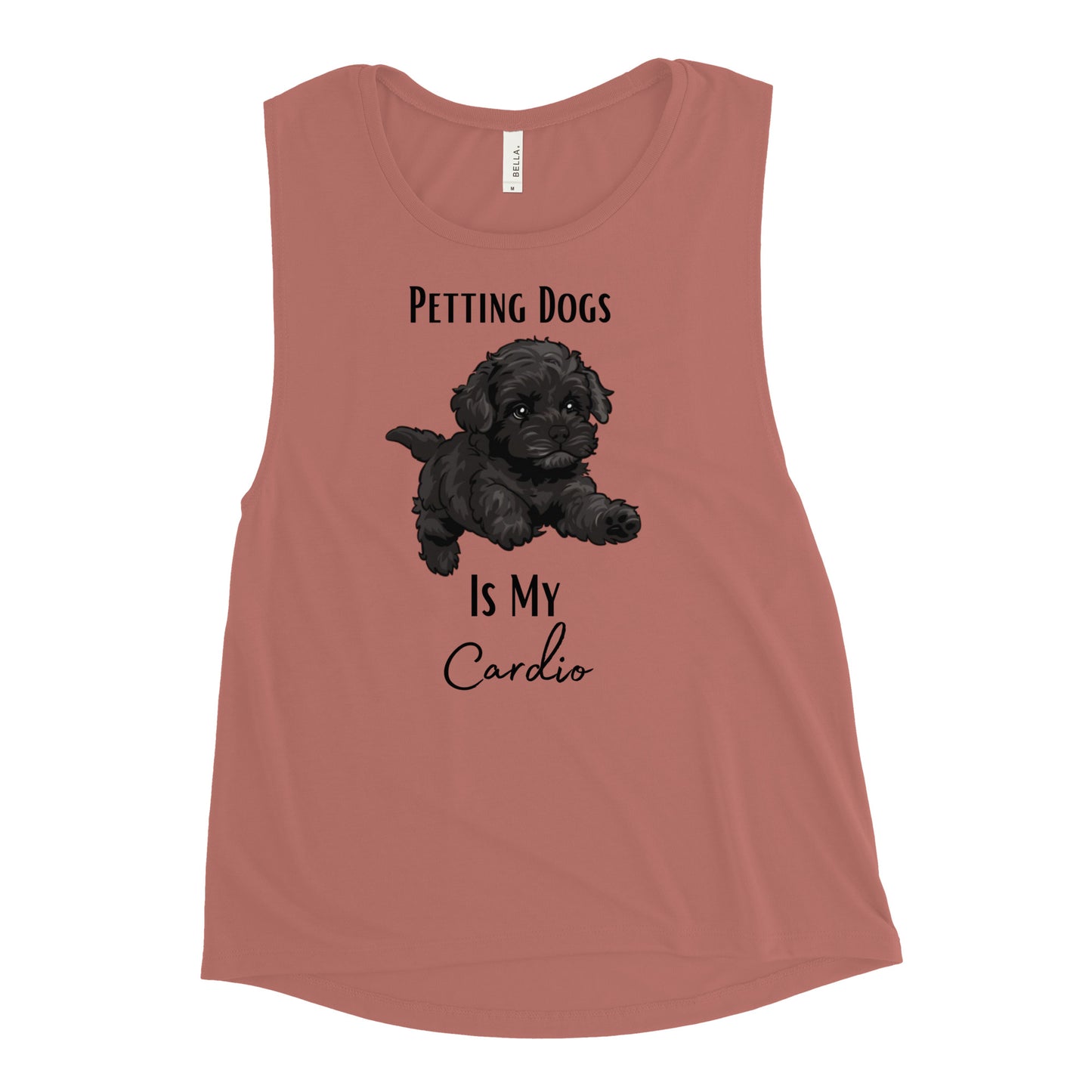 Ladies’ "Petting Dogs Is My Cardio" Portugese Water Dog Muscle Tank