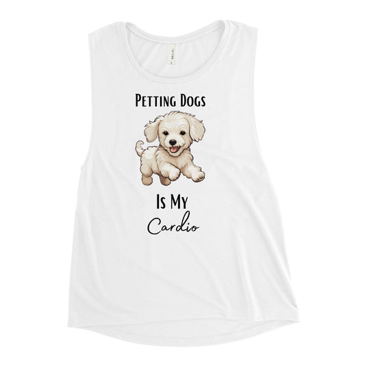 Ladies’ "Petting Dogs Is My Cardio" Poodle Muscle Tank